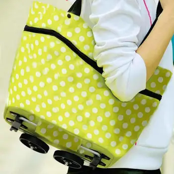 

Practical Foldable Shopping Trolley Bag Rolling Wheel Cart Tote Grocery Handbag Household Outdoors Home Storage Foldable Cart