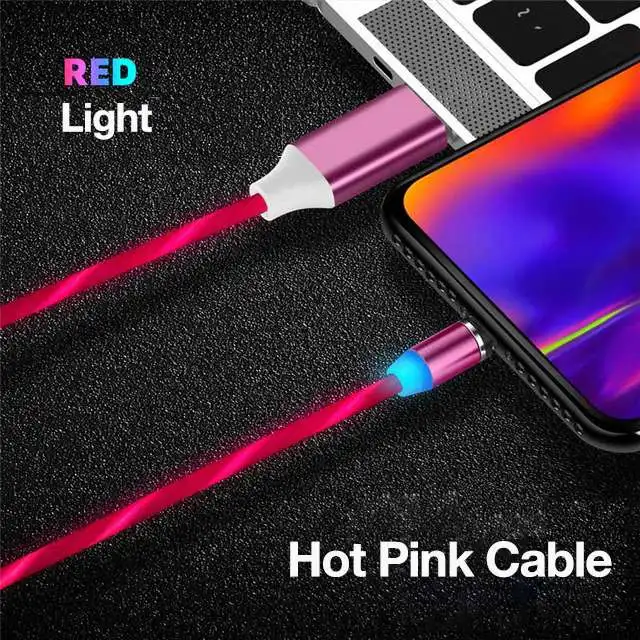 1M Hot Pink cable MOOJECAL Магнитный зарядный кабель Micro usb type C зарядное устройство Быстрая зарядка для iPhone XS Max samsung зарядный магнит Android телефон - Цвет: 1M Hot Pink cable