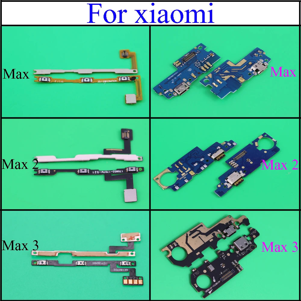 

Power On/Off Key & Volume Side Button Flex Cable +Plug Jack Charge Board Flex Cable for Xiaomi Max Mi Max 2 max 3 Repair Parts