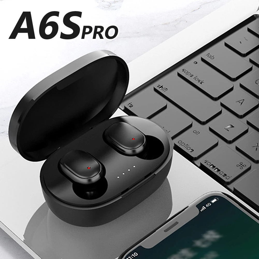 レビュー高評価の商品！ TWS A6S Bluetooth 5.0ワイヤレスヘッドセット black