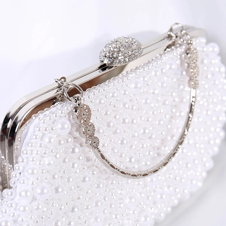 Luxury Pearl Clutch Bags Women Purse Diamond Ladies Hand Bags White Evening Bags for Party Wedding Evening Party Handbag