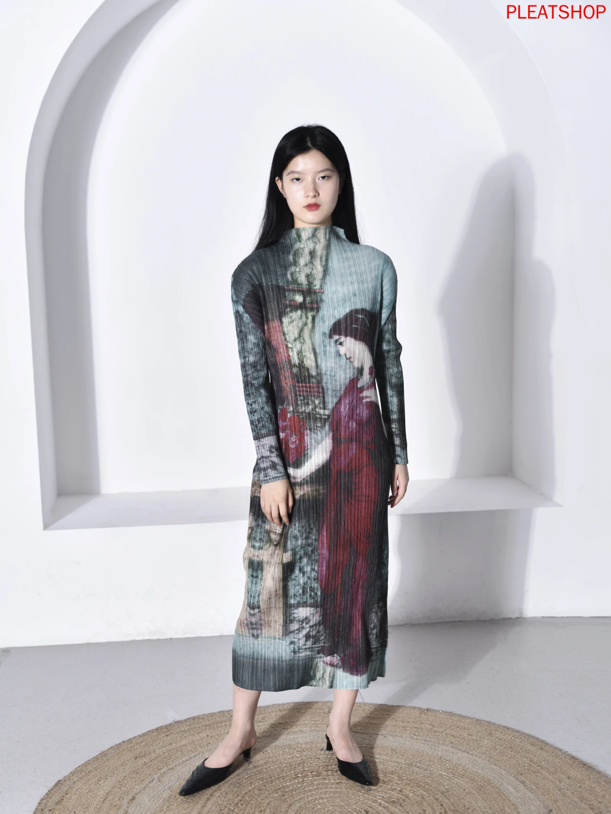 

miyake Pleated Dress dress women elegant dress plus size dress long sleeve free shipping