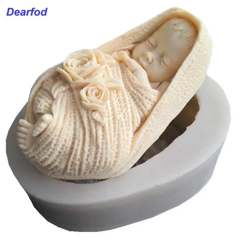 

DearfodDBS136 Sleeping Baby Mousse Cake Mold Fondant Silicone Soap Candle Chocolate Jelly Make Suitable Cake Decoration