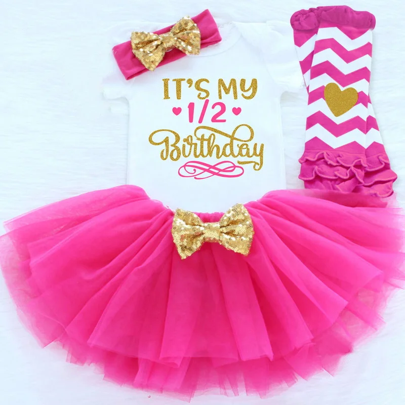 It's My/1/2 платье для маленьких девочек на День рождения; юбка-пачка для маленьких девочек 6 месяцев; Infantil vestido; вечерние платья принцессы; Одежда для девочек - Цвет: Rose