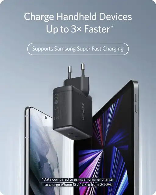Anker PowerPort III 65W 2-Port USB-C GaN Charger, Compact Power Supply with Fast Charging Power - Hình ảnh 5