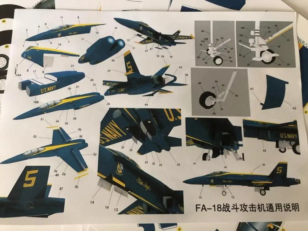 26 см F/A-18 синий Ангел боец Бумажная модель Сделай Сам Головоломка «Самолет» ручной работы игрушка стерео модель оригами