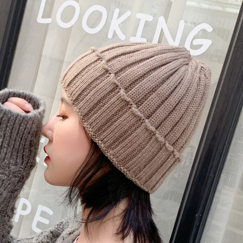 Новая Вязаная шшапка harajuku Мода головные уборы Skullies Вязание шляпа, мужские и женские бейсбольные кепки, негабаритный Slouchy мешковатые зима теплая Мужская Лыжная Шапочка