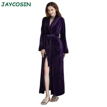JAYCOSIN женский халат, сплошной цвет, плотный фланелевый бархатный халат, платье, пижама, набор, карман, пояс, длинная Пижама, зима 1017