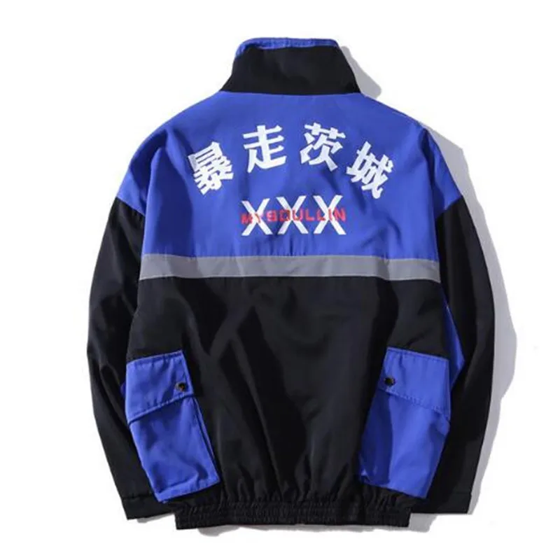 Najtaniej ICPANS boczne kieszenie 3M odblaskowe wiatrówka utwór kurtki Streetwear męskie 2019 Hip Hop Full Zip pasek płaszcze moda mężczyzna