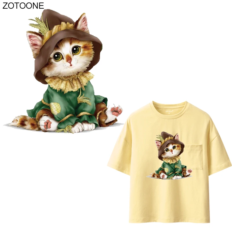 

ZOTOONE Cartoon Animal Patches Cute Cat Sticker for Kids Iron on Transfers for Clothes T-shirt DIY Heat Transfer Appliques G
