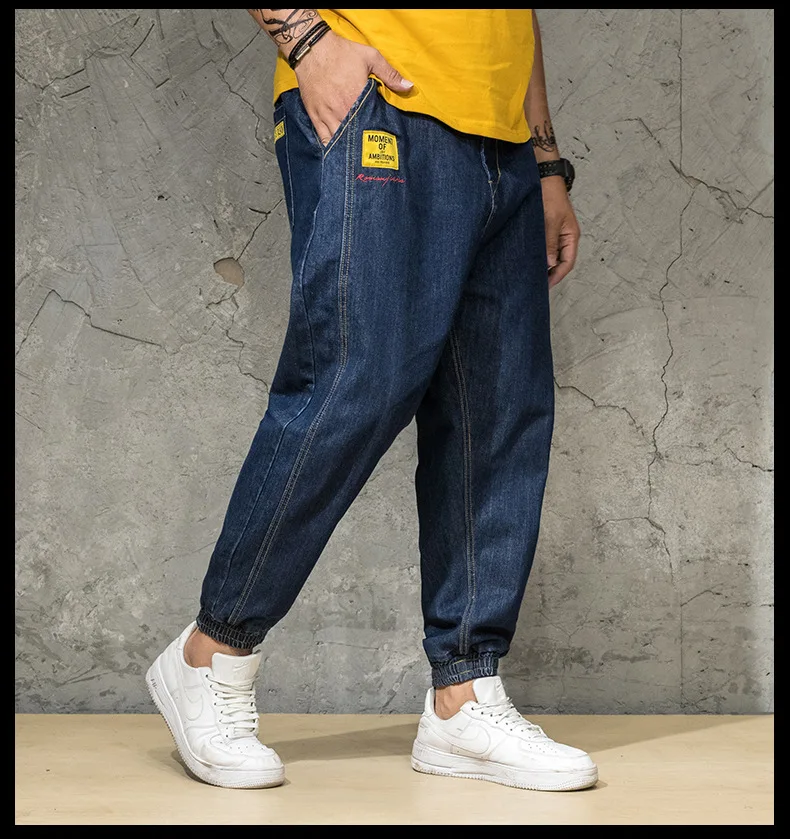 Summer Large Size Men's Trousers Fashion Japanese-style Harem Beam Fat Loose-Fit Jeans