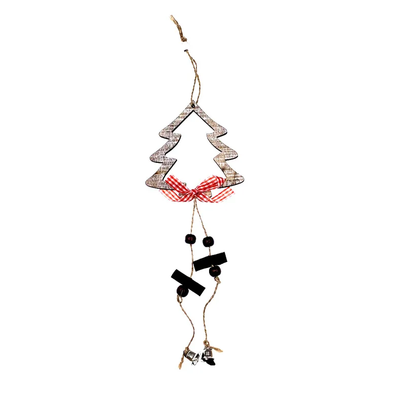

Party Wooden Pendant Christmas Trees Ring Bell Five-pointed Stars Charm Wind Chime Living Room Door Ceiling Christma Decorations