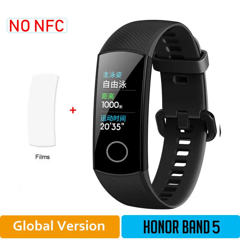 HONOR Band 5 NFC браслет умный кислород крови несколько циферблатов активности пульсометр фитнес трекер сна шагомер глобальная версия - Цвет: BlackGlobal5 add F