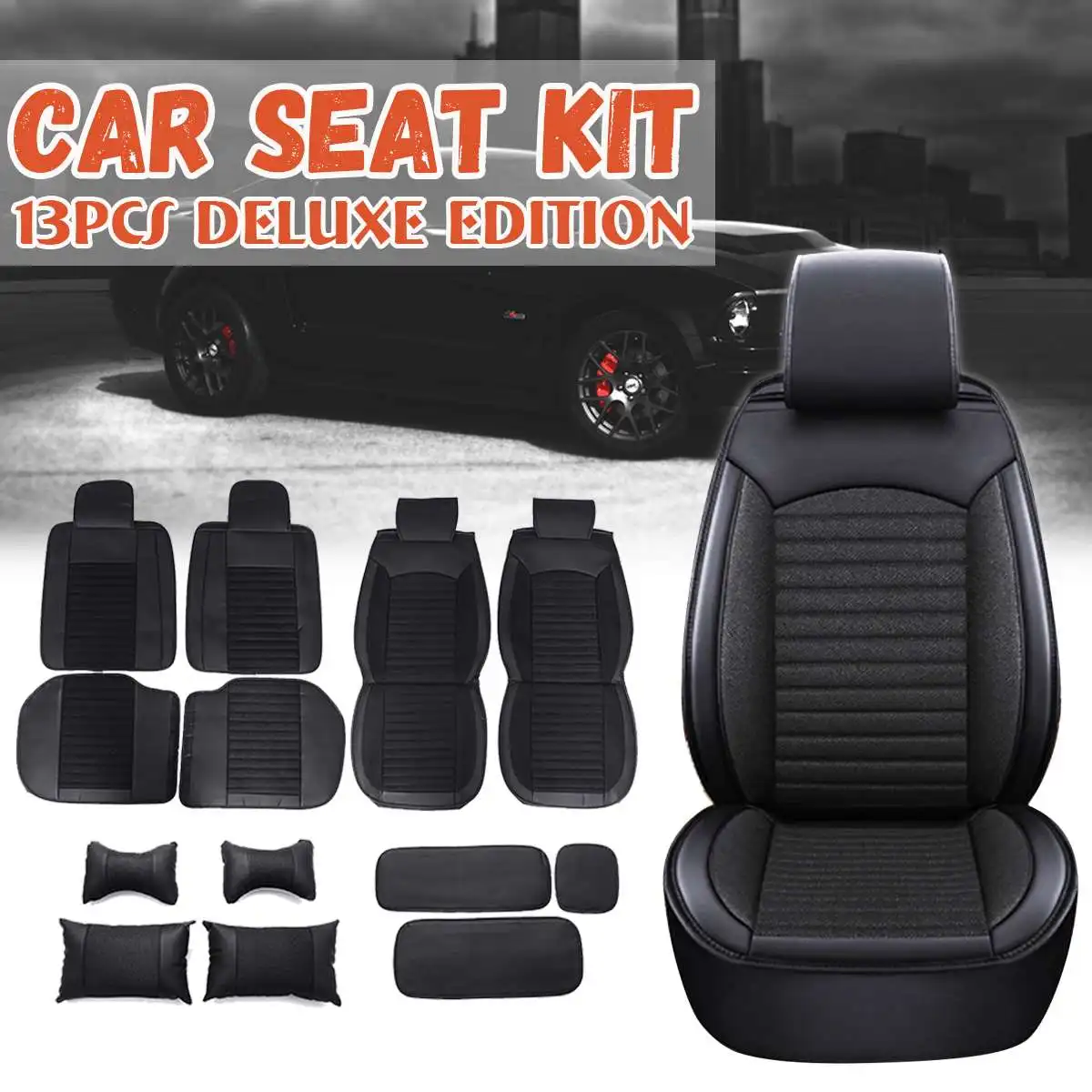 

Five Seats Universal Car Seat Cover Set Four Seasons Automobile Protector Breathable Durable Full Set Car Seat Cover Accessories