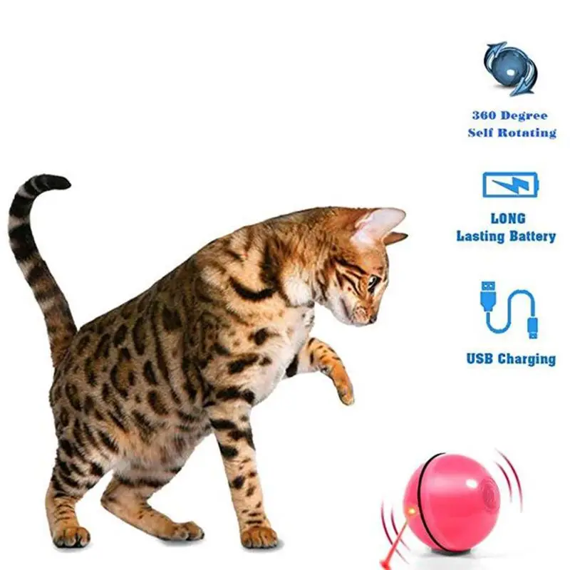 USB светодиодный игрушечный мяч для кошек, интерактивный автоматический самовращающийся прокатный мячик, игрушка для животных
