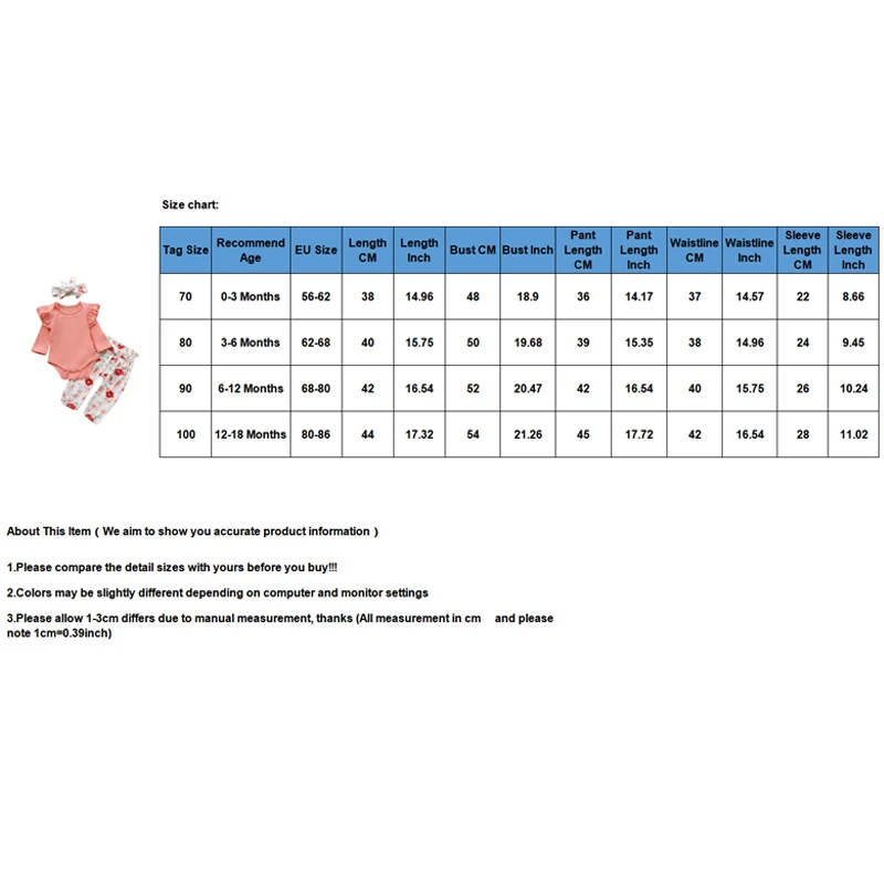Одежда для новорожденных с цветочным рисунком детская одежда для малышки, 3 предмета, мягкий боди+ длинные штаны+ повязка на голову, одежда с длинными рукавами для маленьких девочек 0-2 лет, D20
