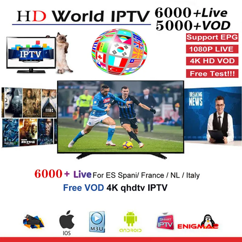 

IPTV M3u Subscription Iptv Italy US German French Spanish Poland UK Mediaset Premium For Android Box Enigma2 Smart TV PC Linux