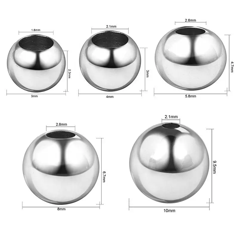 

3mm 4mm 6mm 8mm 10mm Stainless Steel Round Beads Spacer Beads Accessories Bracelet Handmade for DIY Jewelry Accessories Findings