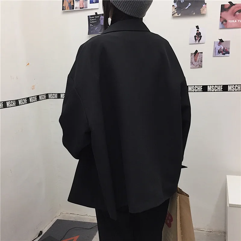 Энергичная Одежда для девочек, Осень-зима, Южная Корея, INS, Harajuku, Ретро стиль, воротник поло, простой однотонный повседневный костюм, куртка для мужчин и женщин