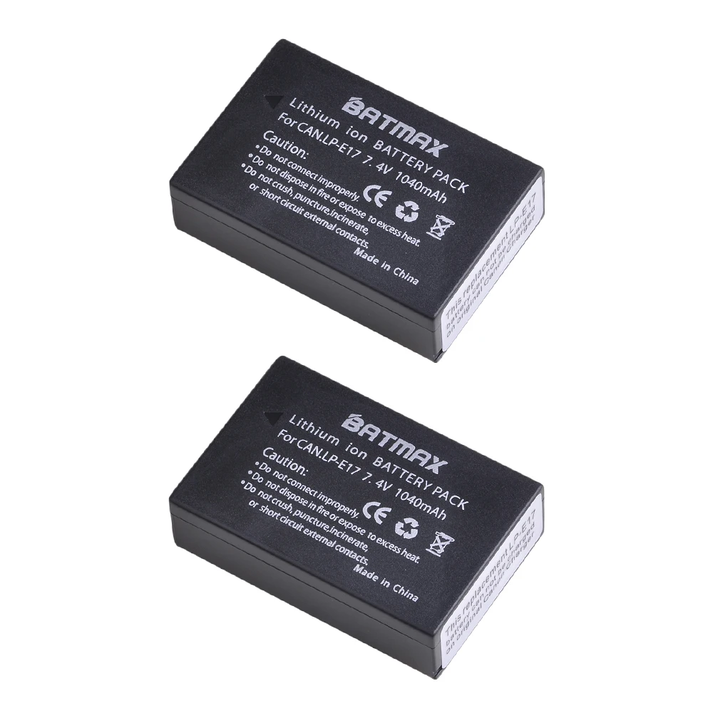 2 battery Batmax LP-E17 LPE17 LP E17 батарея+ ЖК-дисплей Dual USB зарядное устройство с портом type C для Canon EOS M3 M5 M6 Rebel T6i T7i EOS 77D 750D - Цвет: 2 battery