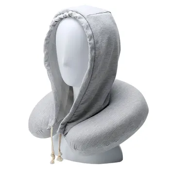 

Body Neck Pillow Solid Grey Nap Cotton Particle Pillow Textile Home Cotton Particle Travel Pillow Soft Hooded U-pillow