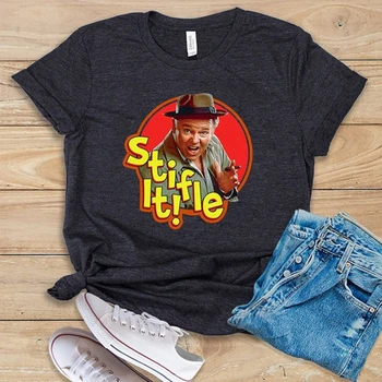

Retro 70's TV Comedy Classic All In The Family Archie Bunker Stifle It! Vintage Off White Cotton Unisex Women Men T-shirt