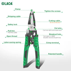 LAOA 9 in 1 Electrician Pliers Wire Cable Cutters LA320919 Terminal Crimping Universal Wire Cutter