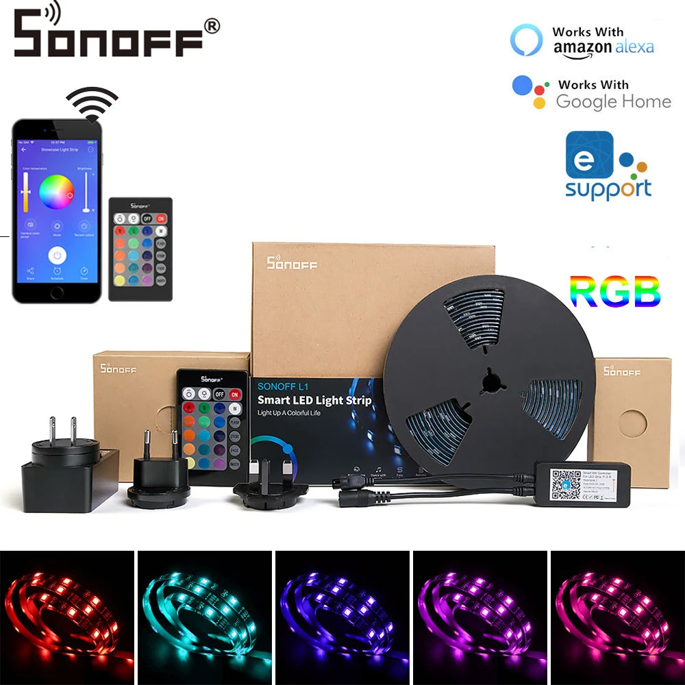 2022 NEW Sonoff L1 Smart LED Light Strip WiFi Control Dimmable Flexible RGB Lights Tape Compatible with Alexa Google Home | Электроника