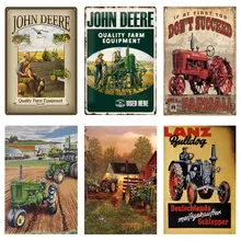 Placa de Metal de estaño para decoración del hogar, cartel de estilo Retro, Tractor verde, granja, Bar, café, Pub