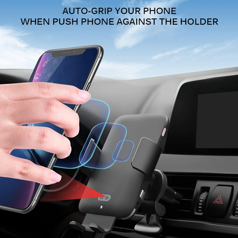 Wireless Charger Car Phone Holder 10W Qi Car Wireless Charger For IPhone X Xiaomi Samsung 9 Auto Clamping Fast Wireless Charging