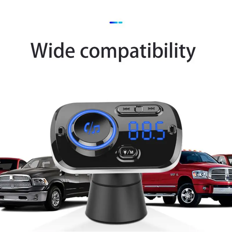 Горячая 1 шт. Handsfree Smart Bluetooth 5,0 автомобильный комплект динамик двойной fm-трансмиттер с USB атмосферным светом mp3-плеер Быстрая зарядка