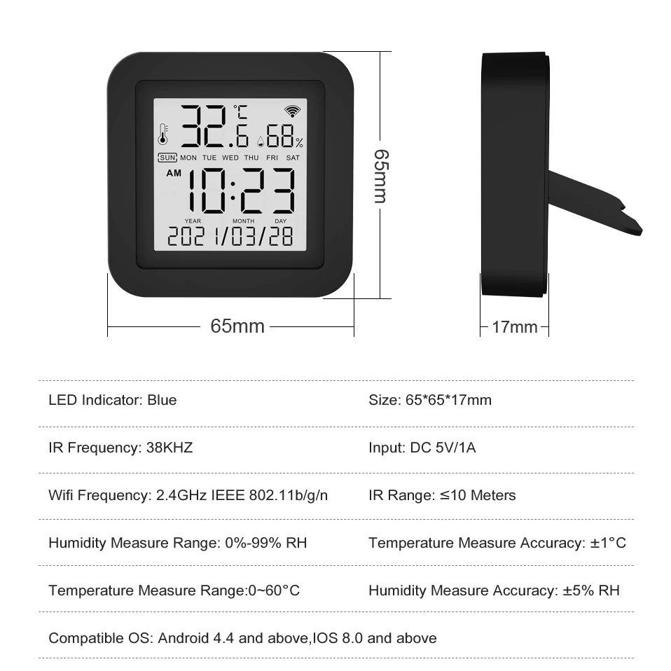 AVATTO Wifi Remote Control,Tuya Smart Universal Infrared with Temperature Humidity Sensor Display,Works with Alexa Google Home