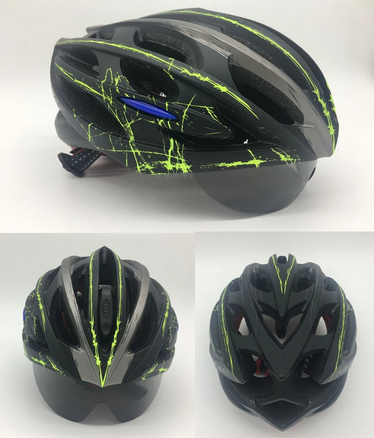 

STENZHORN blue green color for MTB and road bike 3 Lens Ultralight Men Women use Integrally molded EPS Bicycle parts bike