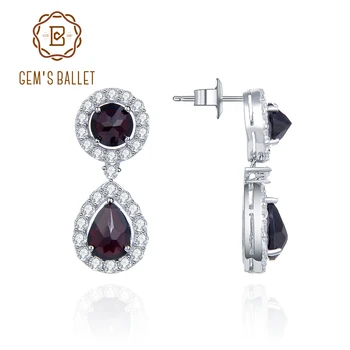 

GEM'S BALLET 925 Sterling Silver Gemstone Earrings Natural Black Garnet Antique Style Drop Earrings For Women Wedding Jewelry