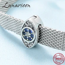 Подлинные 925 пробы серебряные злой красивый глаз бусы-клипсы для изготовления ювелирных изделий подходят Оригинальное отражение клип браслет