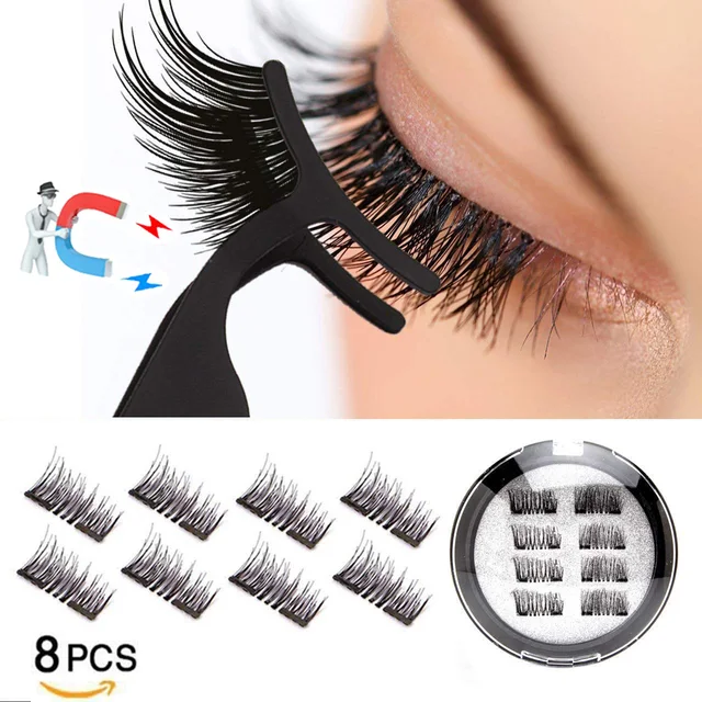 LEKOFO 8Pcs Magnetic Eyelashes With 2 magnetic lashes 3D False Natural For Mink Eye lashes Extension Long faux cils magnetique 1