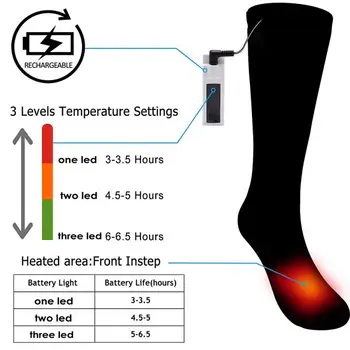 

3.7V Thermal Cotton Heated Socks Sport Ski Socks Winter Foot Warmer Rechargeable Electric Hunting Hiking Camping Men Women sock