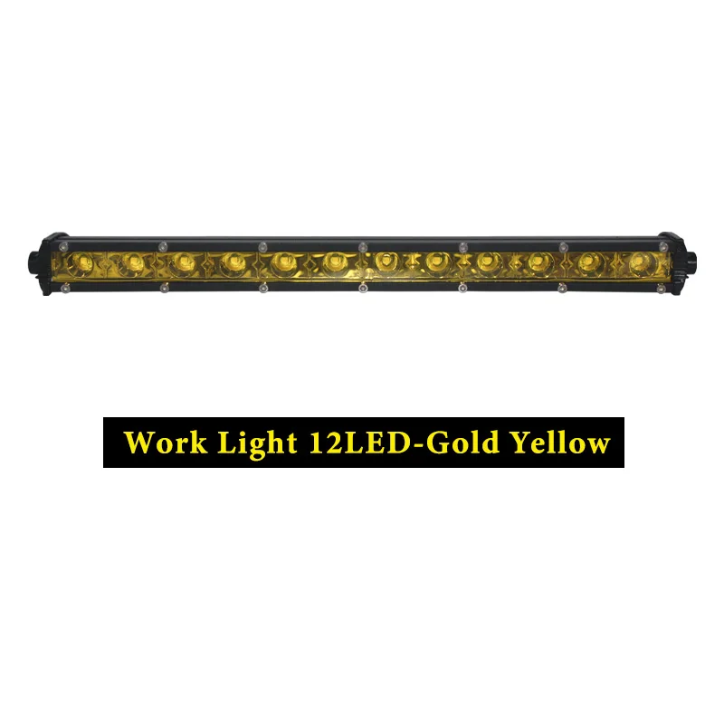 Gold yellow 12LED 11 дюймов 12 В 24 в ряд светильников для внедорожника светодиодный рабочий свет бар 36 Вт Светодиодный рабочий свет Бар Яркий Фокусируемый луч дневного света для ATV SUV - Цвет: Gold yellow 12LED