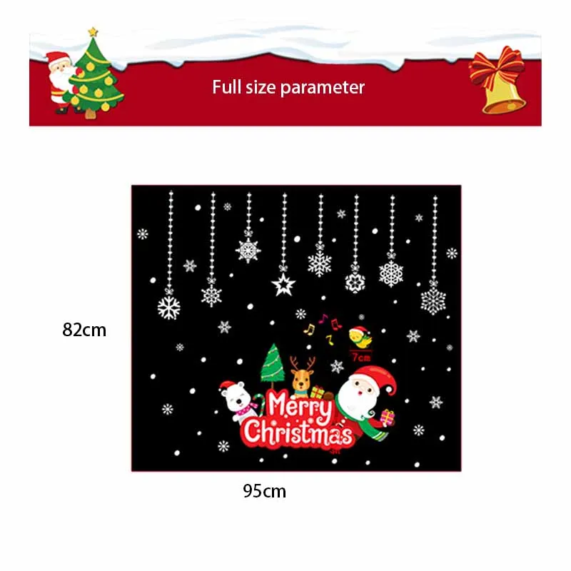 Merry Christmas настенная Рождественская наклейка украшение стеклянная наклейка Рождественская елка узор стекло для витрин дверной фон