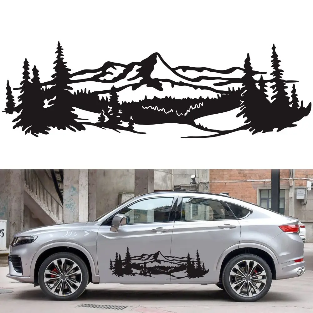 

2PCS 50*150CM Car Stickers and Decals Mountain Tree Forest Graphic Vinyl Decal DIY Auto Decoration Accessories Universal