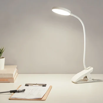 

Desk Lamp Clip Night Light Rechargeable 5W 4000K 360 Degrees Adjustable Touch Dimming 3 Light Modes Reading Lamp
