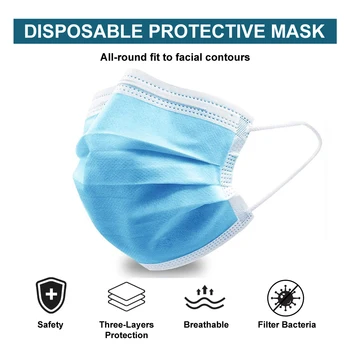 

10PCS 20PCS 50PCS Disposable Mask Non Woven 3 Layer Ply Filter Meltblown Dustproof Facial Protective Cover Masks