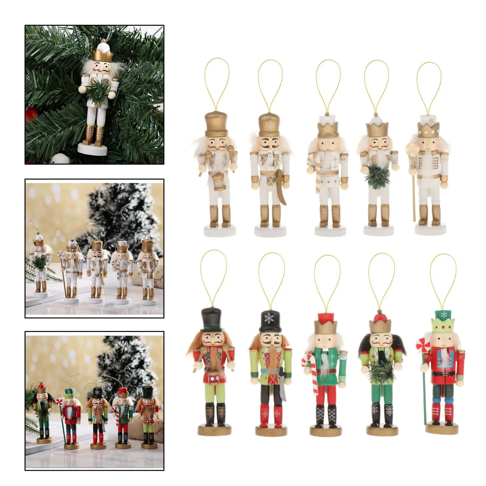 Christmas Nutcrackers ing Ornament Wooden Soldier Figures Doll Christmas Tree ing Ornaments with Package Box