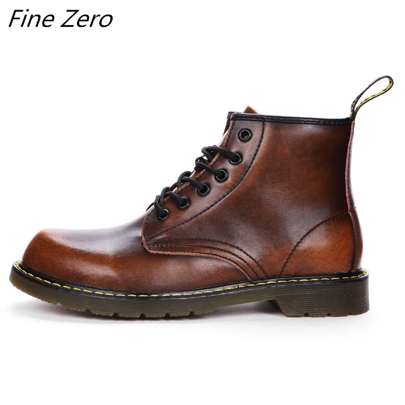 Мужские ботинки из спилка высокого качества; Брендовые мужские зимние ботинки; ботильоны в байкерском стиле; удобные ботинки - Цвет: Brown-no plush 02