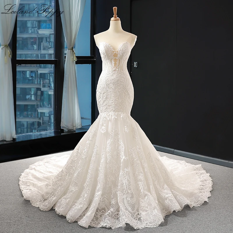 Vestido de Noiva женские свадебные платья русалки кружевные аппликации без бретелек без рукавов длиной до пола Свадебные платья с накидкой