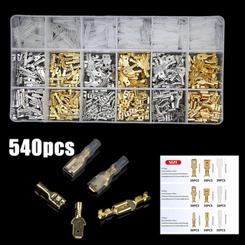 

540pcs Crimp Terminals Electrical Sleeve Wire Wrap Connector 2.8/4.8/6.3mm Wire Connectors Kit Crimp Female/Male Spade Terminals