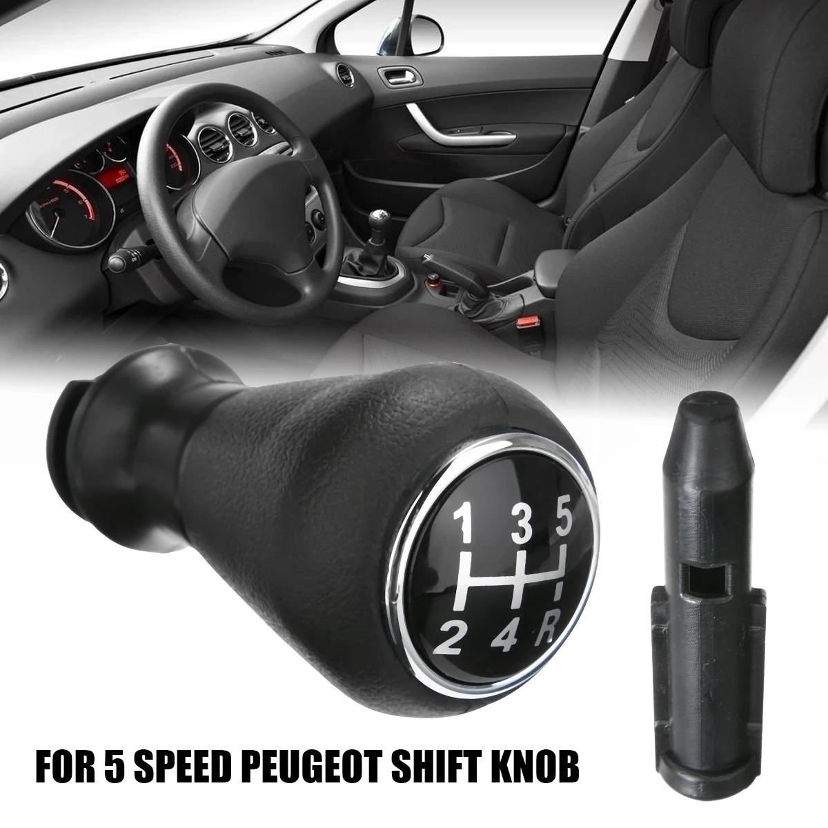 5 Speed Chrome Gear Knob Shift Stick for Peugeot 207 307 308 Citroen C2 C3 C4