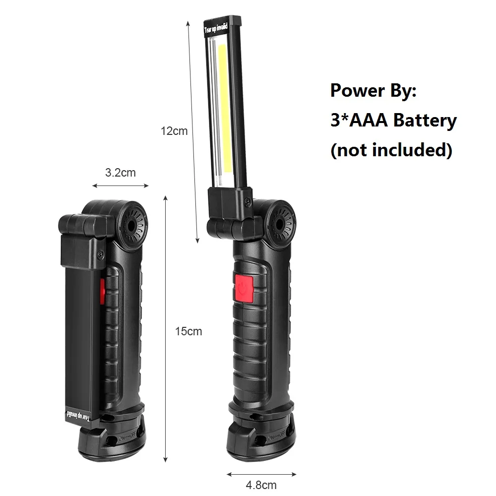 Магнитный фонарик USB перезаряжаемая/AAA Рабочая лампа COB Светодиодный Фонарь подвесной крюк Палатка Лампа для кемпинга пешего туризма - Испускаемый цвет: Without Battery