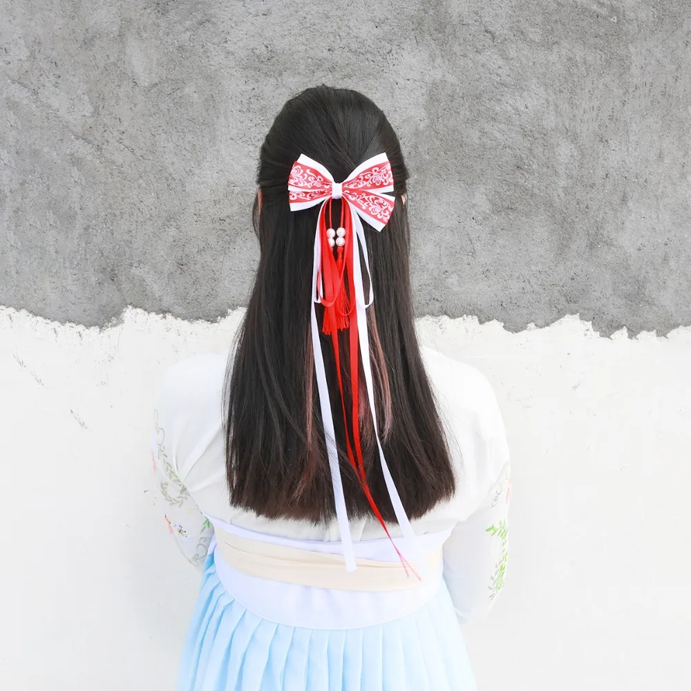 2 шт./карта, Модный атласный пояс, костюм Hanfu, китайский стиль, бант, заколка, заколка для волос, женский головной убор, ювелирные аксессуары