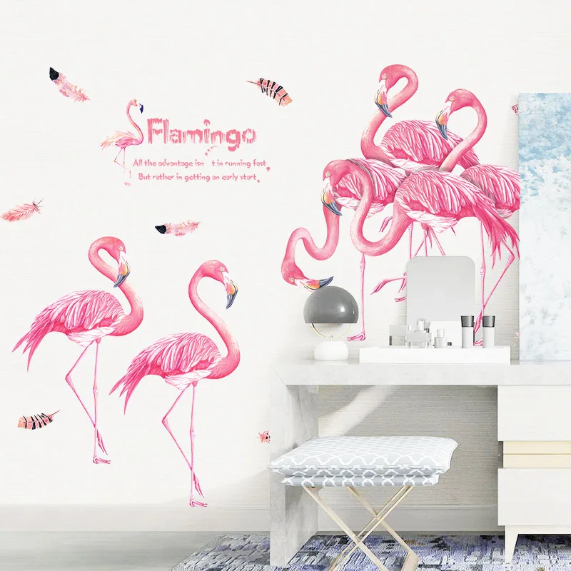 Hello Summer Dormitory украшение для девичьей комнаты Фламинго розовая Наклейка на стену s